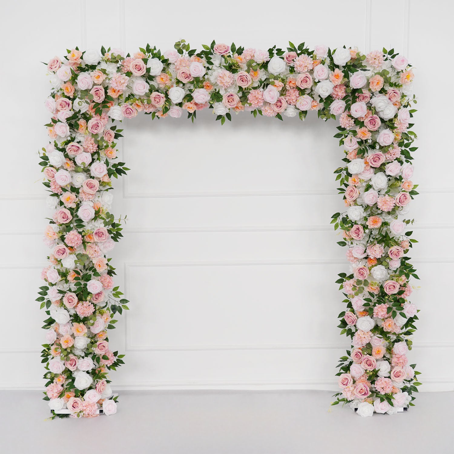 Uflower White Pink Rose Floral Square Arch Wedding Party Backdrop Decoration